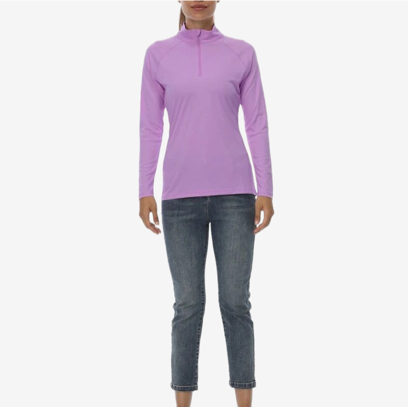 Women's Purple Shirt UPF 50+ with Zipper Collar