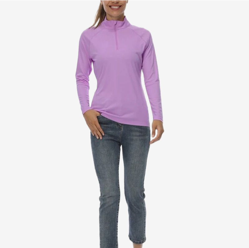 Women's Purple Shirt UPF 50+ with Zipper Collar