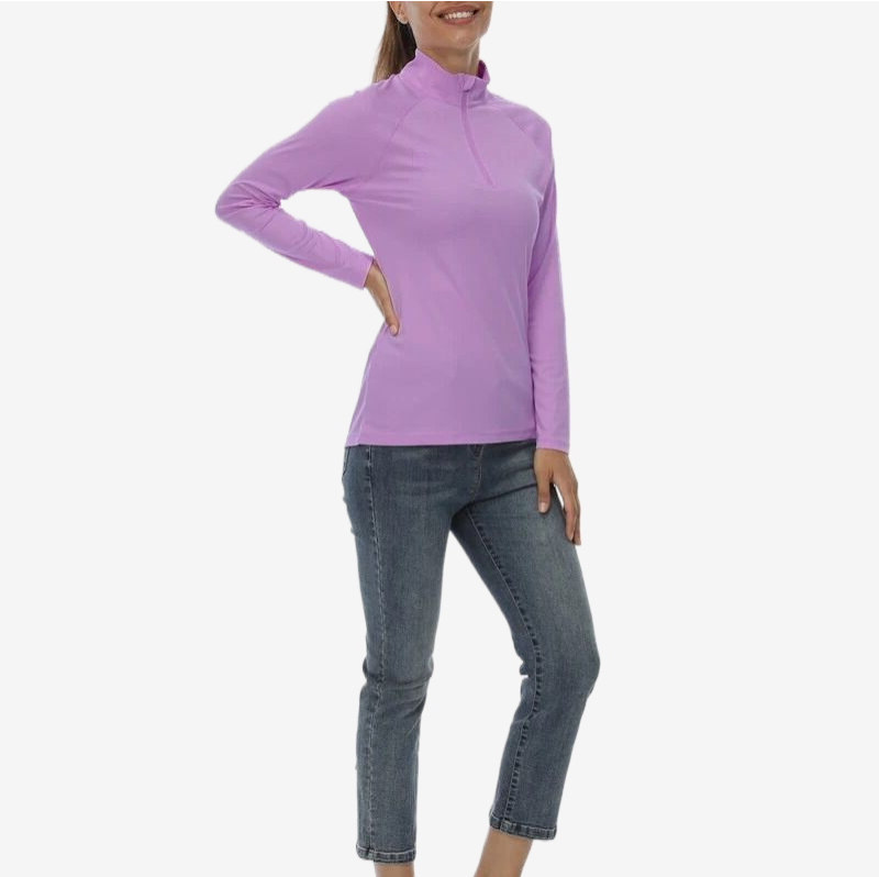 Women's Purple Shirt UPF 50+ with Zipper Collar