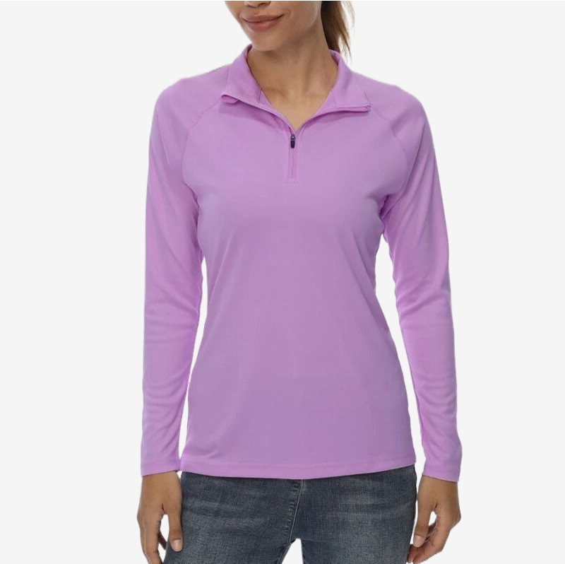 Women's Purple Shirt UPF 50+ with Zipper Collar