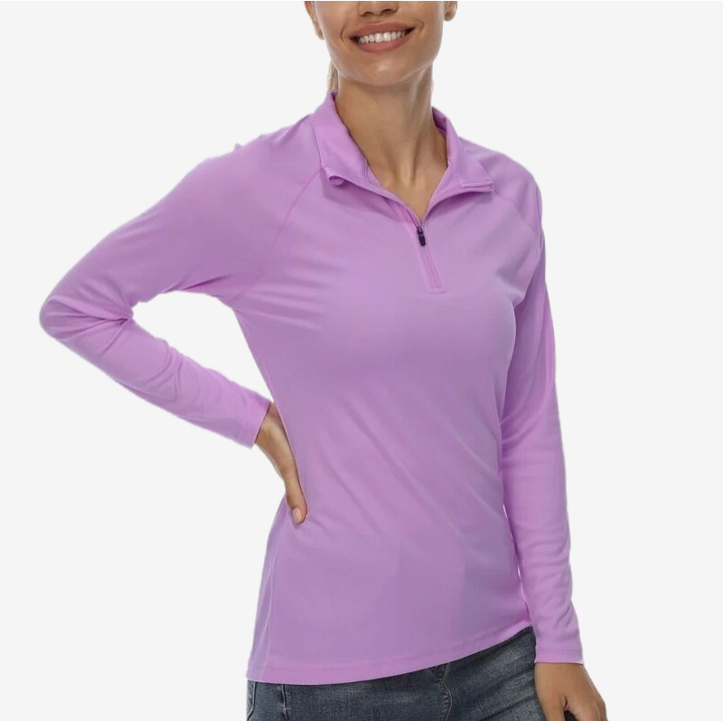 Women's Purple Shirt UPF 50+ with Zipper Collar