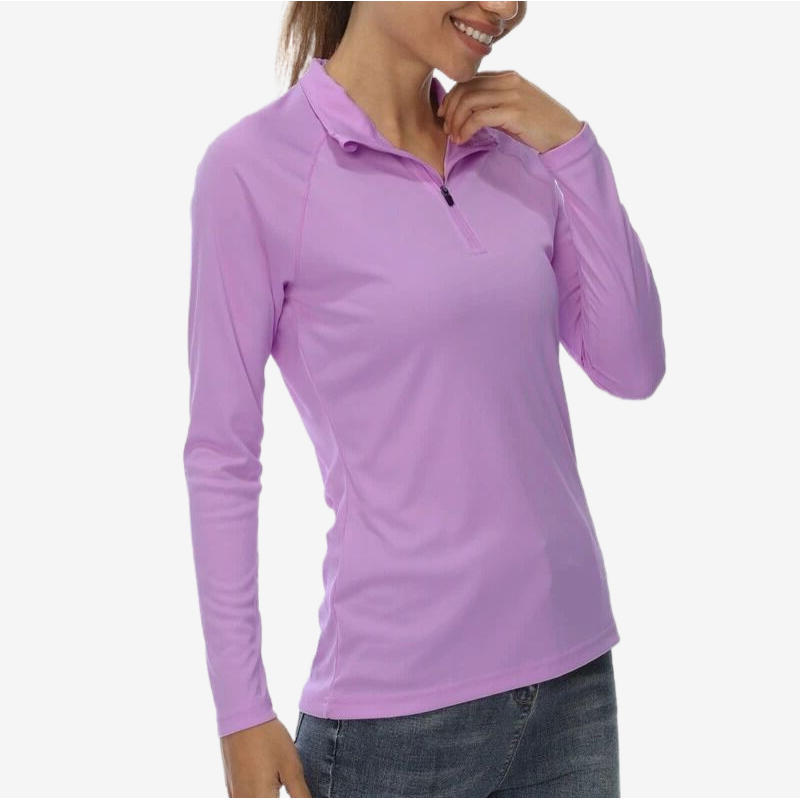 Women's Purple Shirt UPF 50+ with Zipper Collar