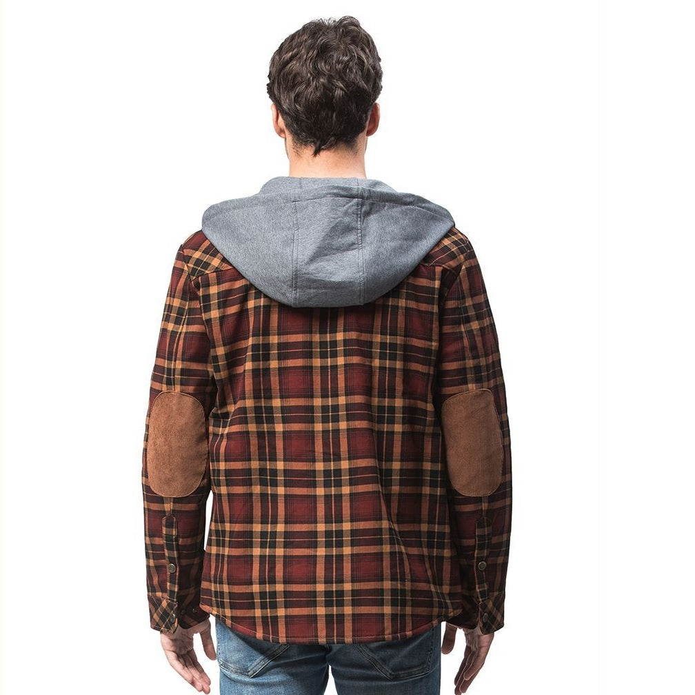 Mens Flannel Sherpa Jacket Checkered with Hood