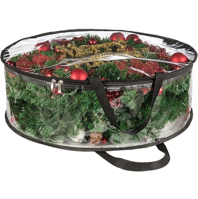 2-Pack Christmas Wreath Storage Bag Clear PVC Plastic with Zippers and Reinforced Handles