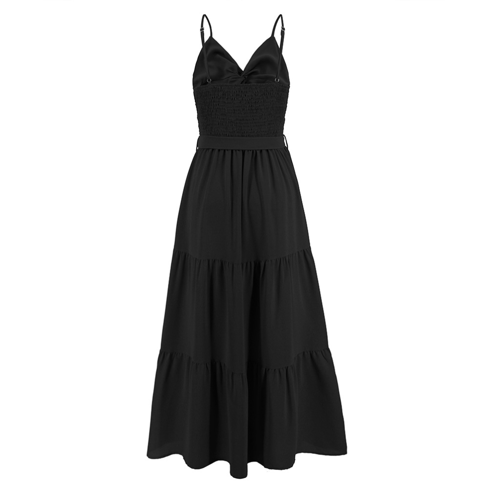 Tie Front Dress Sleeveless Black Maxi Dresses