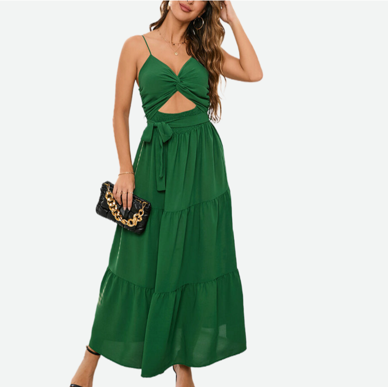 Tie Front Dress Sleeveless Mint Green Maxi Dresses