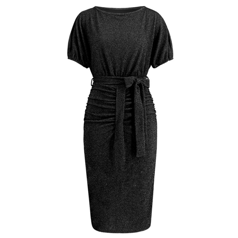 Black Sparkly Formal Dress | Dolman Sleeve Bodycon