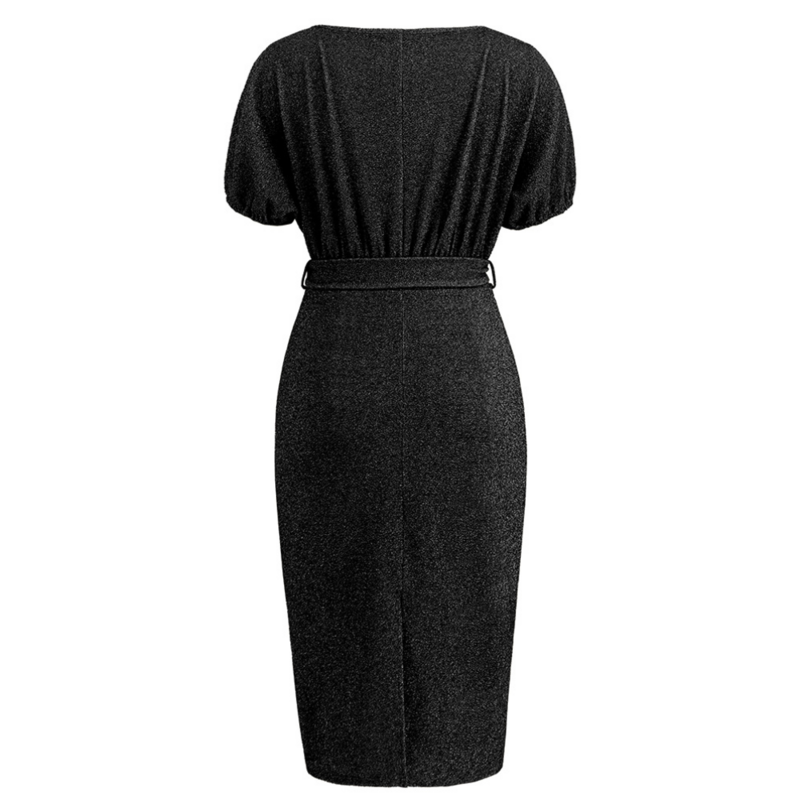 Black Sparkly Formal Dress | Dolman Sleeve Bodycon