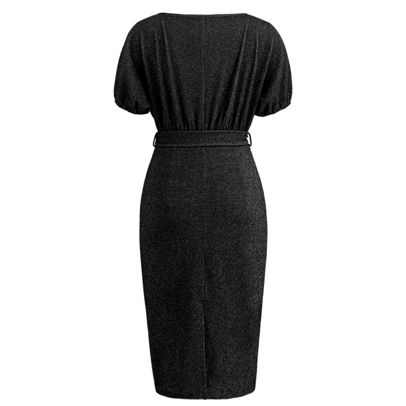 Black Sparkly Formal Dress | Dolman Sleeve Bodycon