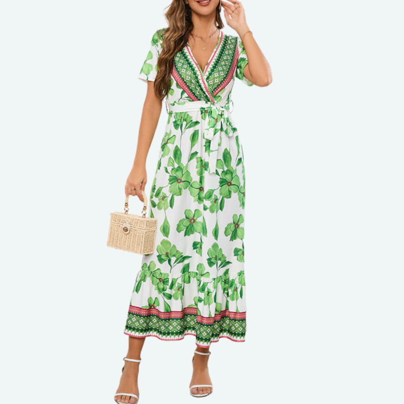 Sage Green Floral Maxi Dress