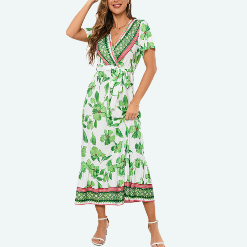 Sage Green Floral Maxi Dress