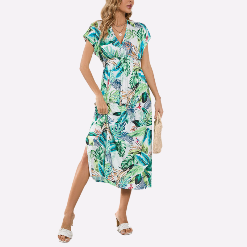 Tropical Maxi Dress | Open Back