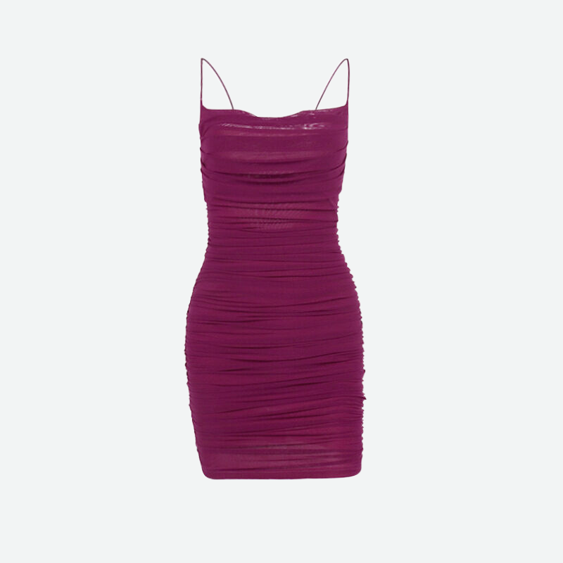 Mesh Bodycon Dress in Purple & Hot Pink