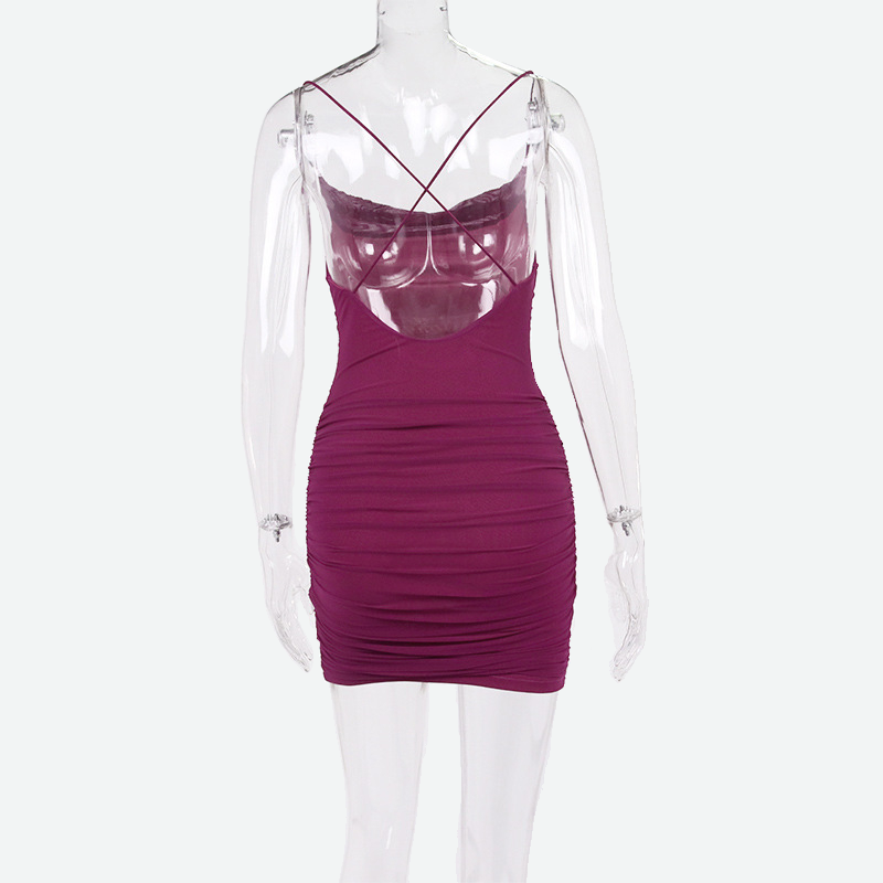 Mesh Bodycon Dress in Purple & Hot Pink