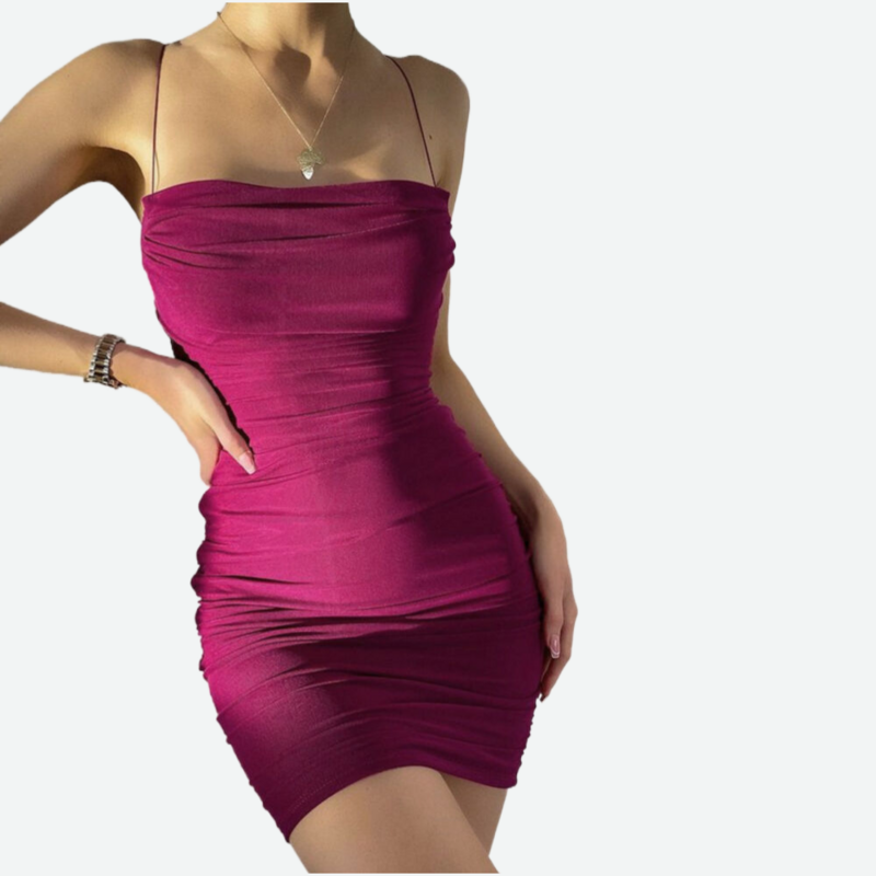 Mesh Bodycon Dress in Purple & Hot Pink