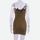 Mesh Ruched Bodycon Dress | Green Glitter Dress 