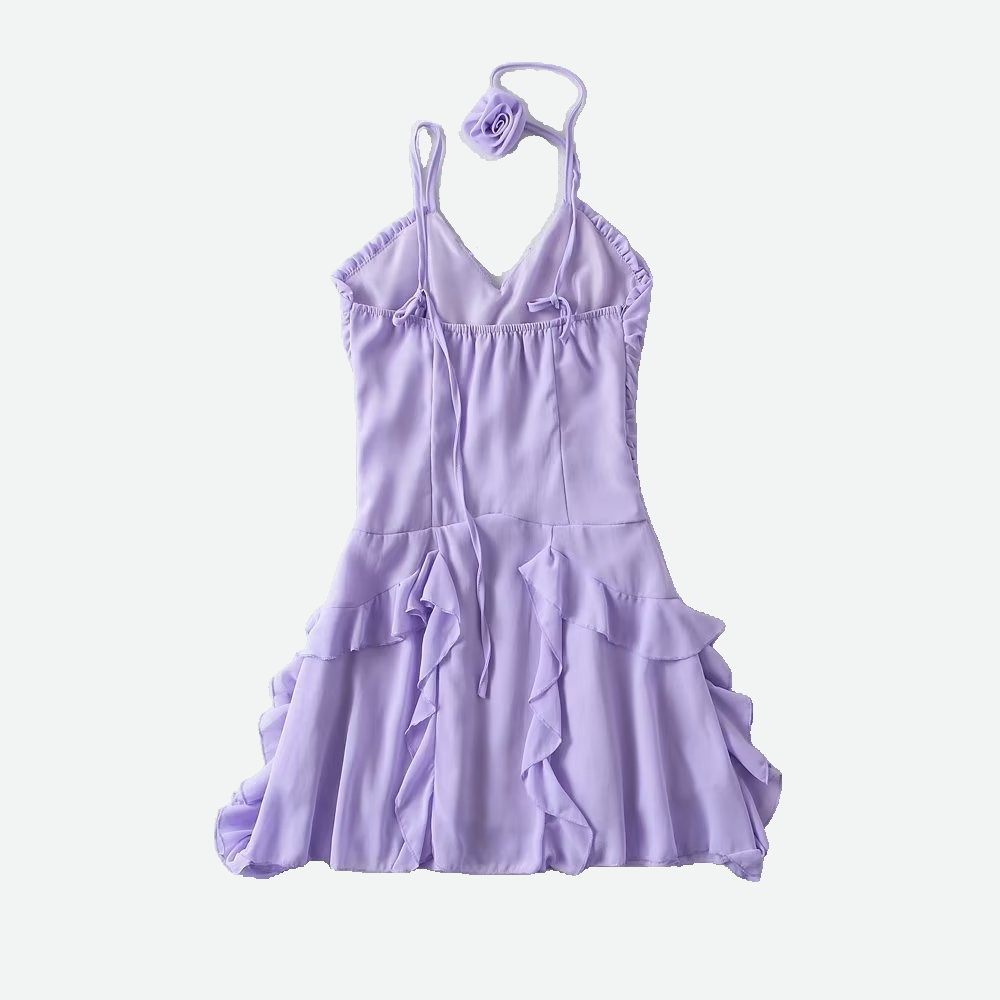 Petitie Mesh Skater Dress Ruffles