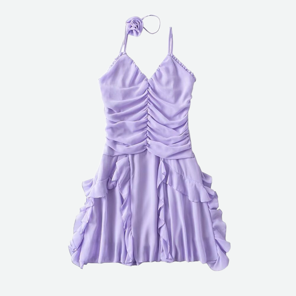 Petitie Mesh Skater Dress Ruffles