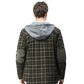 Men's outdoors Flannel Lined Shirt Jacket Hooded Vintage Jacket In Green Checks