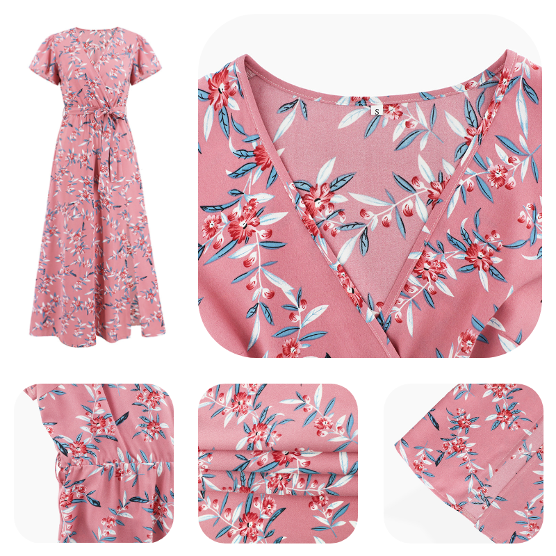 Pink Floral Wrap Dress