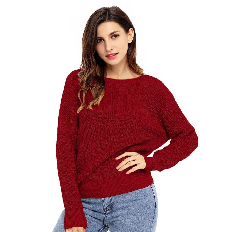 Knit Sweater Backless Sexy Red Sweater