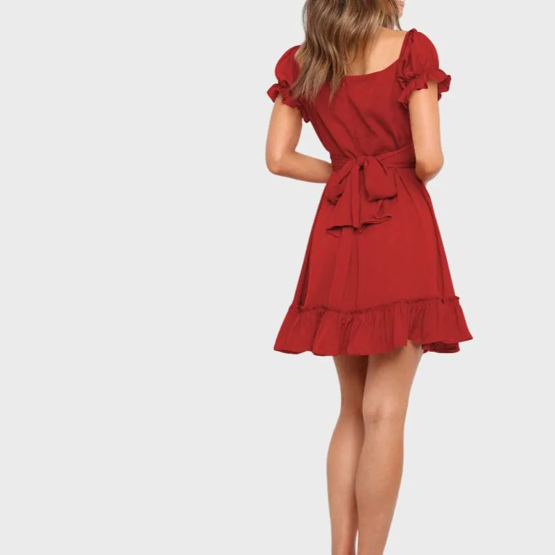Red Off The Shoulder Dress Ruffle Dress for Women
