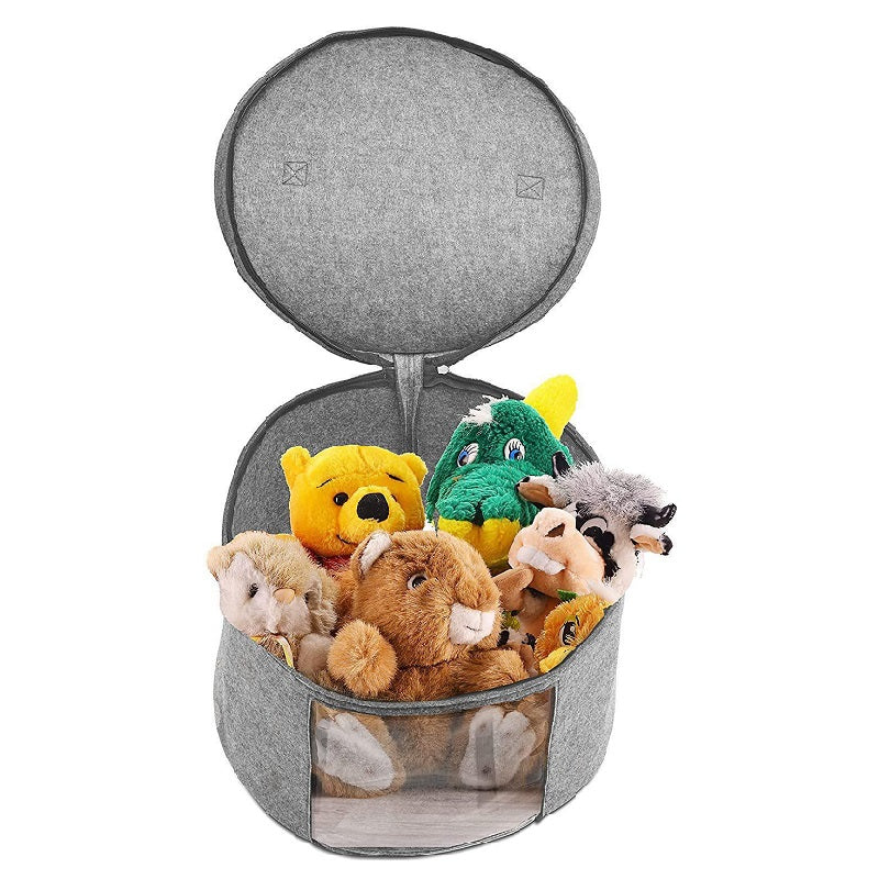 Foldable Round Hat Storage Box with Lid Decorative Closet Organizer