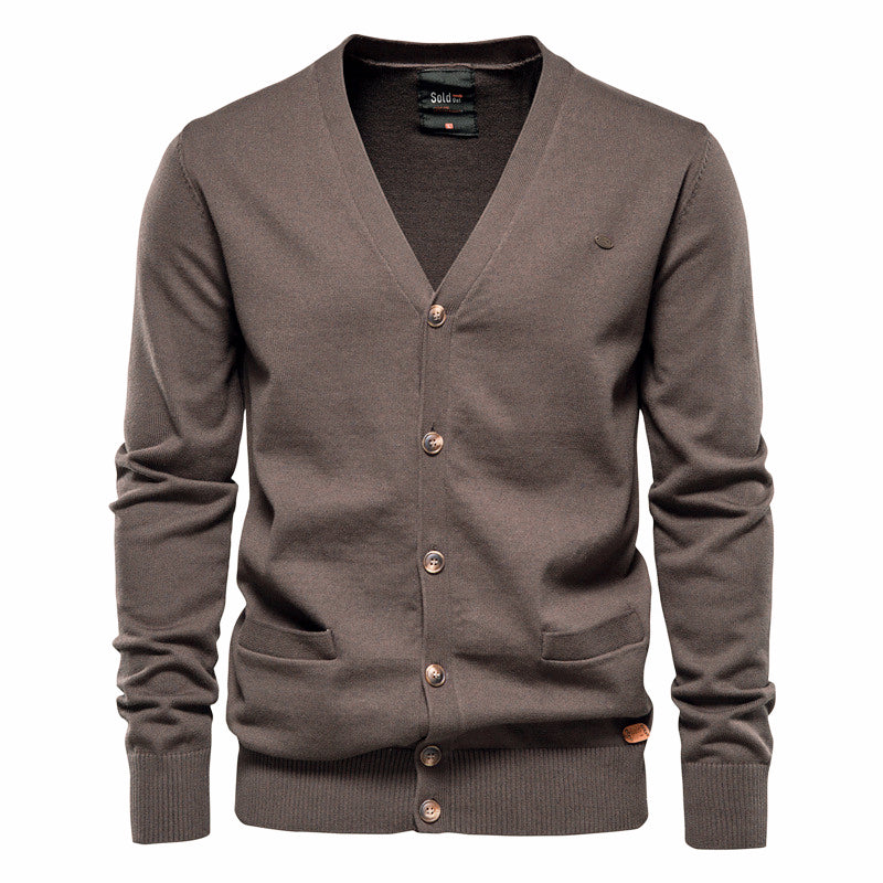 Men's Lightweight V-Neck Knit Casual Cardigan Sweater With Button