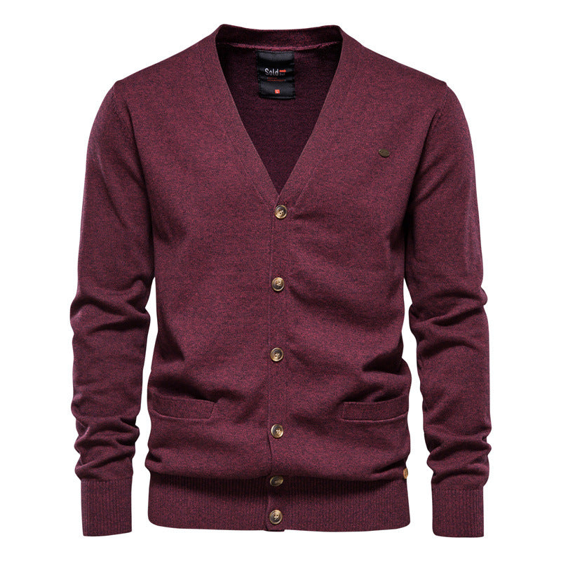 Men's Lightweight V-Neck Knit Casual Cardigan Sweater With Button