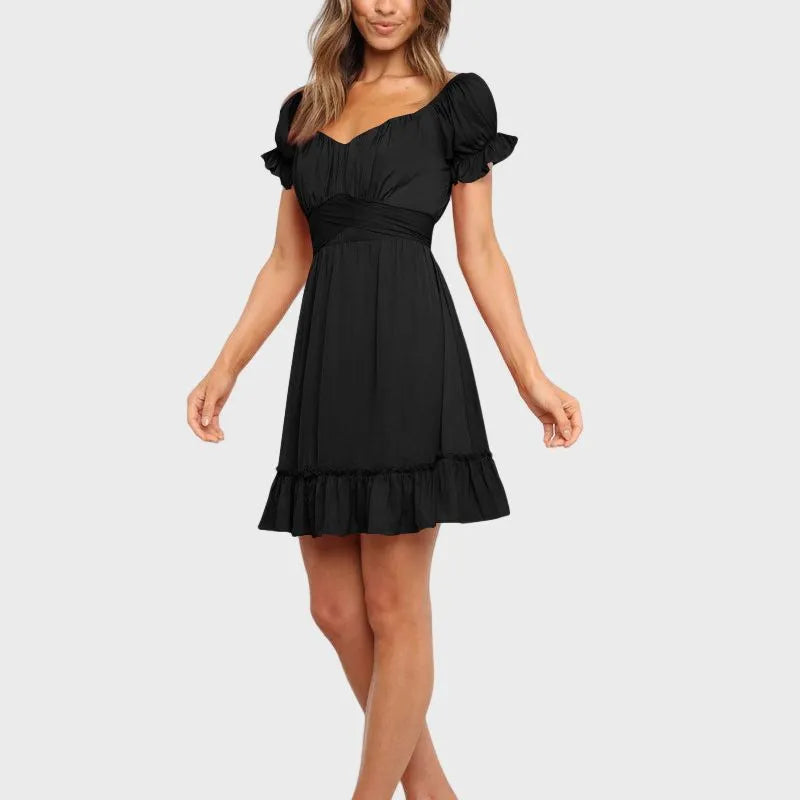 Black Off The Shoulder Dress Ruffle Dress for Women