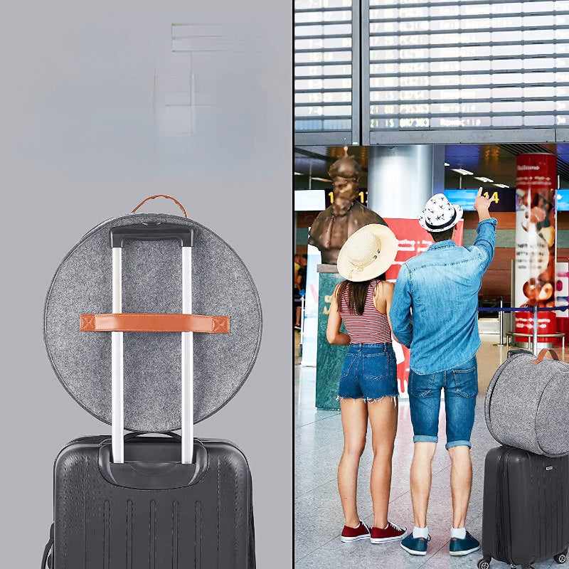 Foldable Round Hat Storage Box with Lid Decorative Closet Organizer