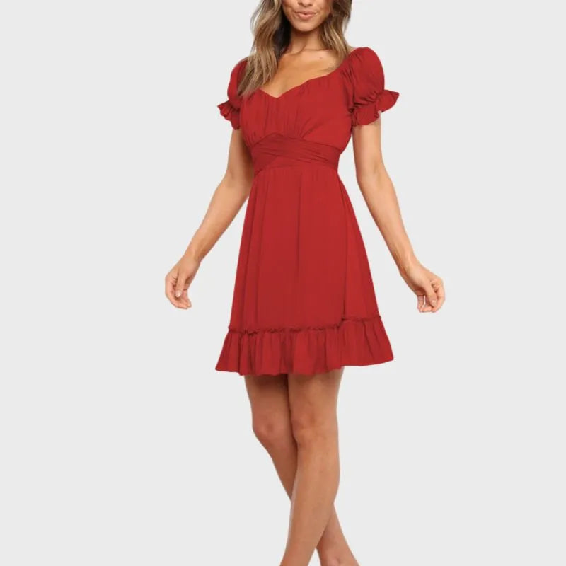 Red Off The Shoulder Dress Ruffle Dress for Women
