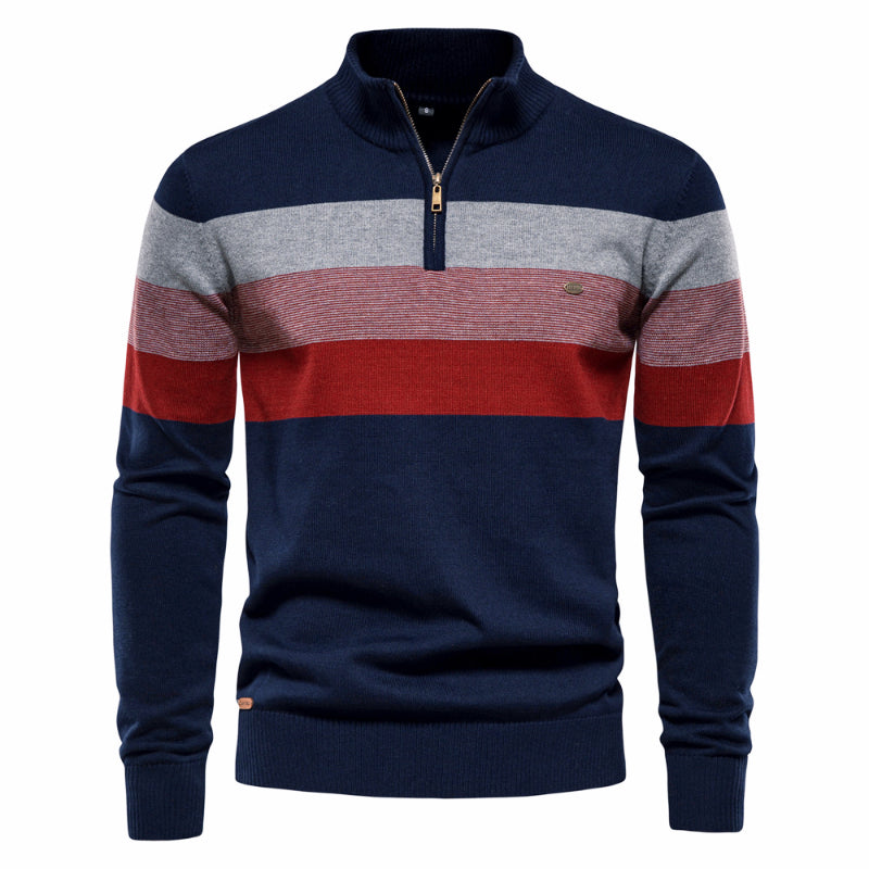 Men's Knitted Sweater Color Block Pullover Stripe