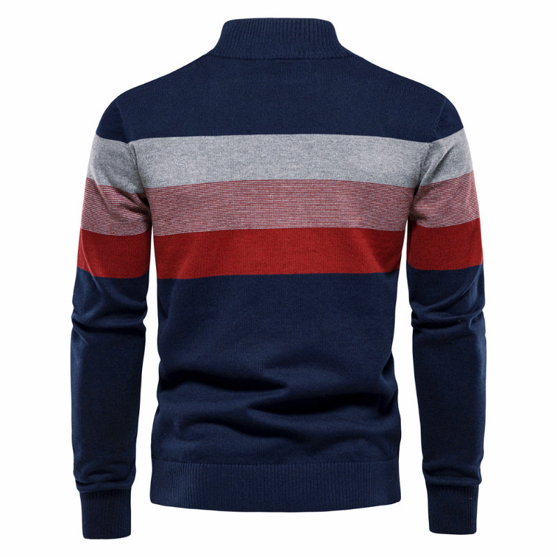 Men's Knitted Sweater Color Block Pullover Stripe