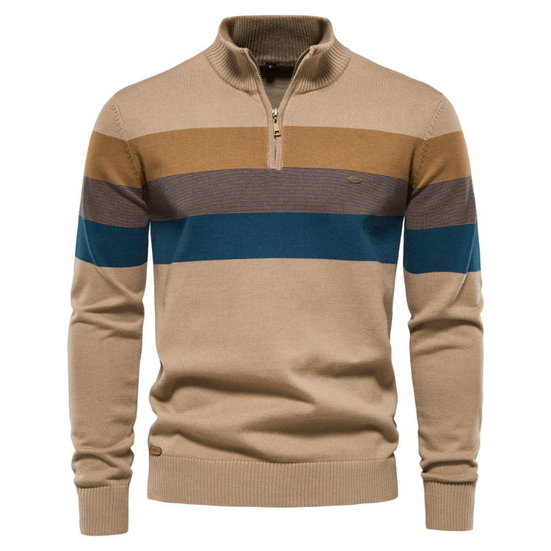 Men's Knitted Sweater Color Block Pullover Stripe