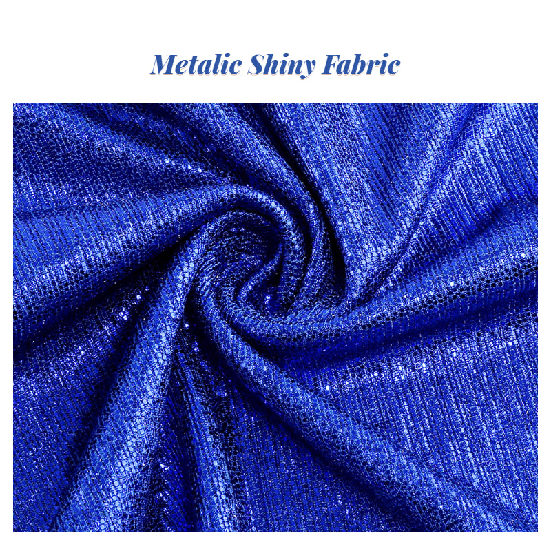 Women's Sparkly Metallic Dress Xmas Party V-neck Prom Dress in Blue Shiny