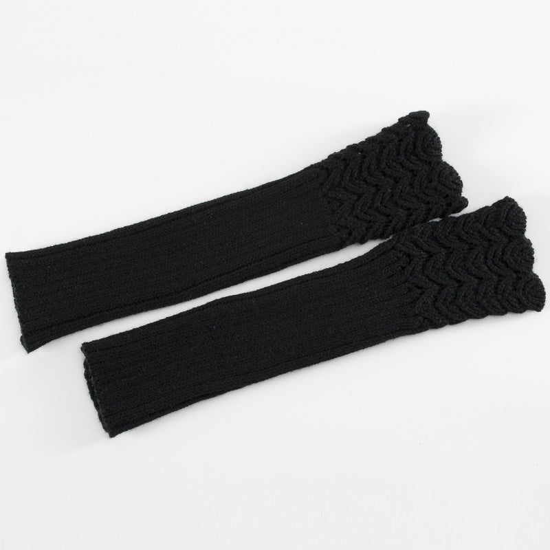 Long Black Fingerless Gloves Dragon Scale Crochet