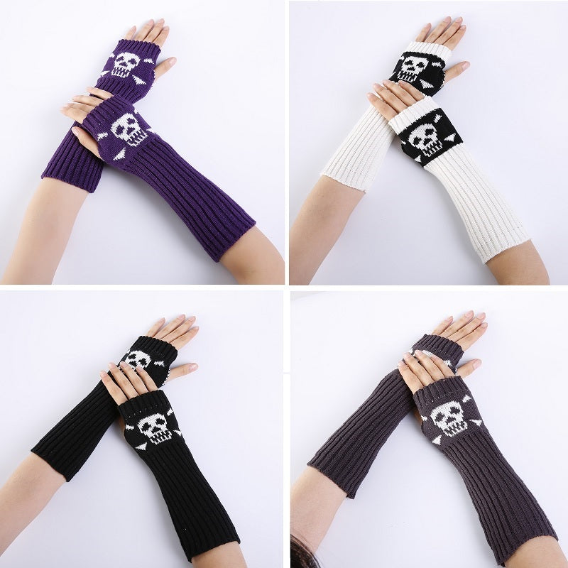 4 in 1 Skull Long Fingerless Gloves Fashion Print