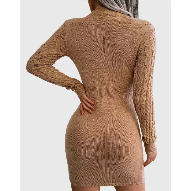 Cable Knit Dress Bust Cut out Sexy Sweater Dress Bodycorn Fit