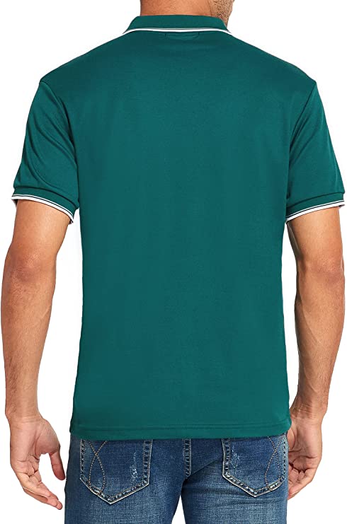 Men's V-neck Collar Polo Shirt Casual Summer Basic Tops in Green