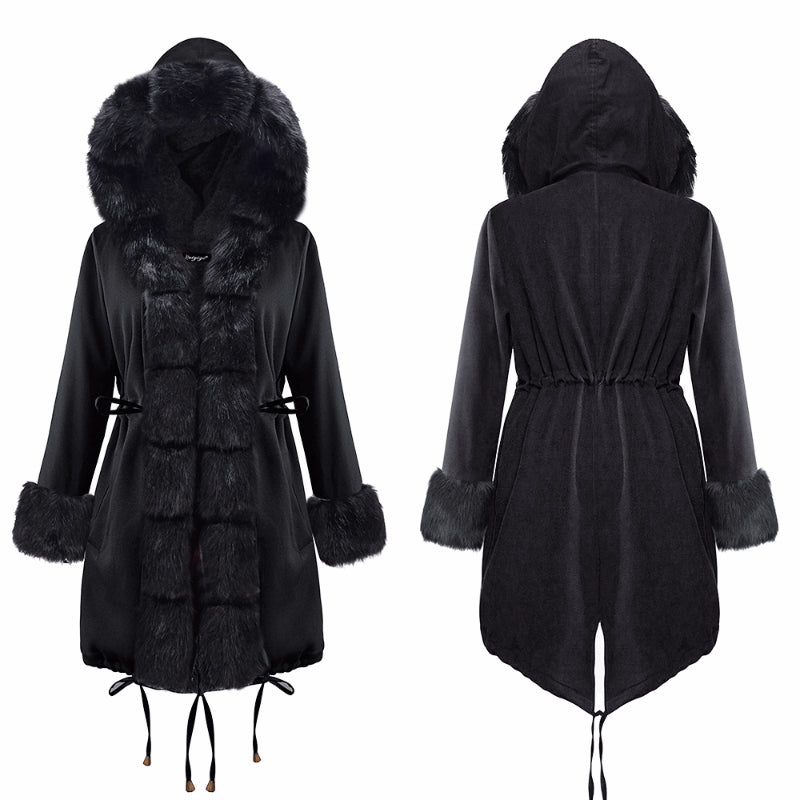 Womens Parka Jacket with Fur Collar Heavyweight Performace Parka in Black