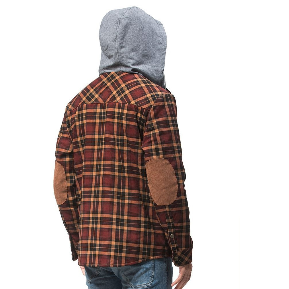 Mens Flannel Sherpa Jacket Checkered with Hood