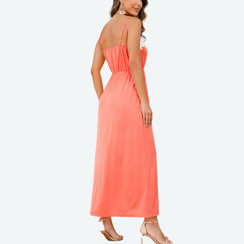 Spaghetti Strap Maxi Dress with Lace