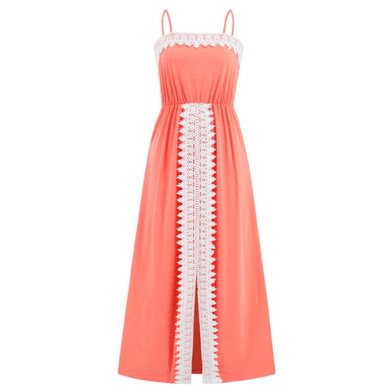 Spaghetti Strap Maxi Dress with Lace