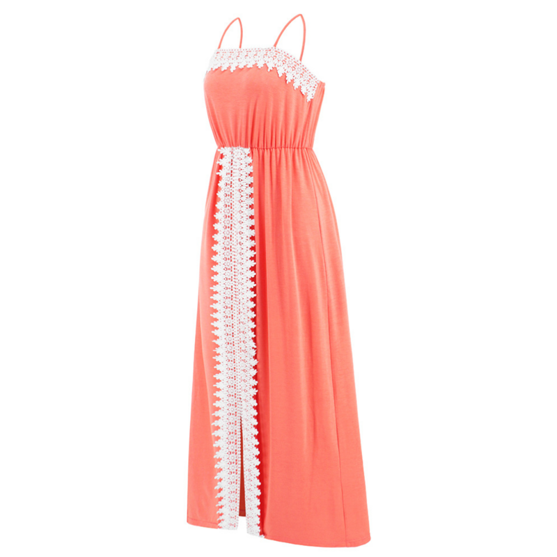 Spaghetti Strap Maxi Dress with Lace