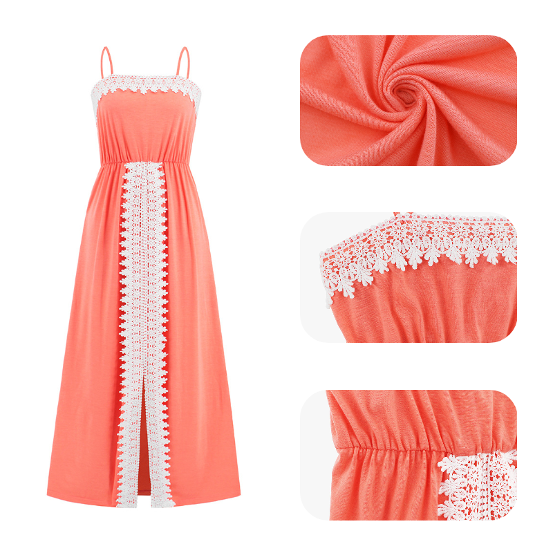 Spaghetti Strap Maxi Dress with Lace