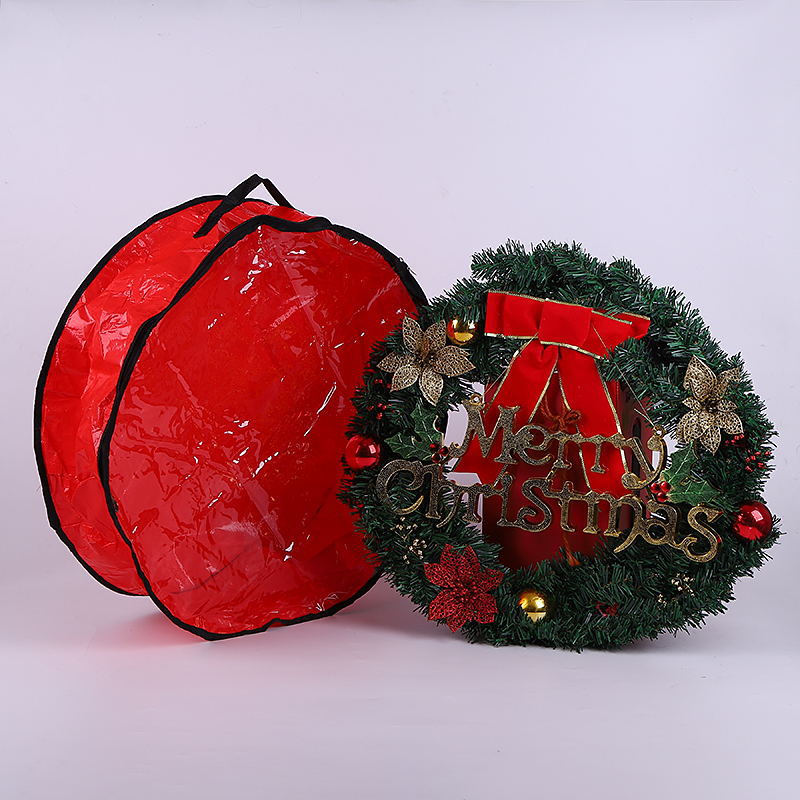 2-Pack Christmas Wreath Storage Bag PVC Window with Zippers and Reinforced Handles