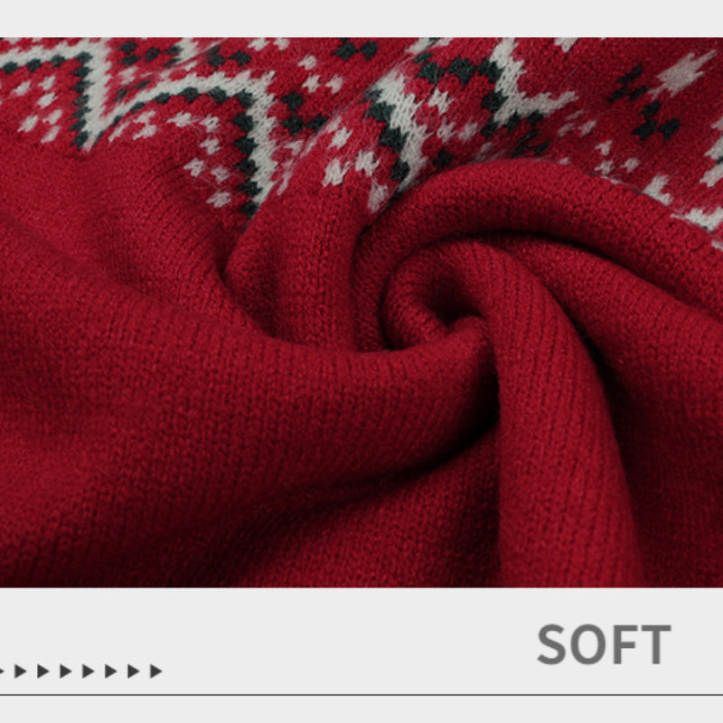 Red Pullover Aztec Print Oversive Ugly Christmas Sweater