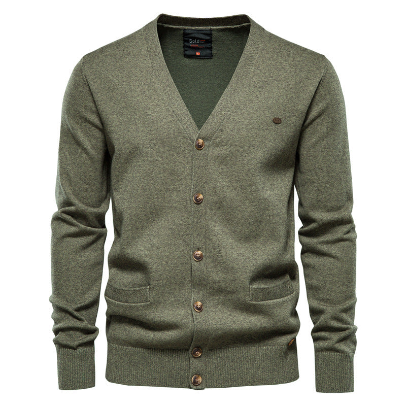 Men's Lightweight V-Neck Knit Casual Cardigan Sweater With Button