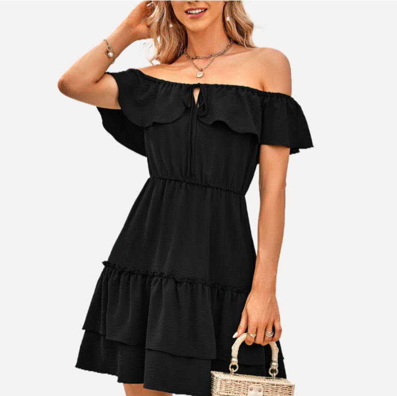 Black Graduation Dresses Off Shoulder Dresses Ruffled